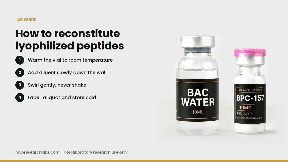 How to Reconstitute Lyophilized Peptides: A Step-by-Step Lab Guide (illustration)