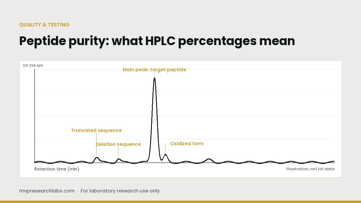 Peptide Purity Explained: What HPLC Percentages Really Mean (illustration)
