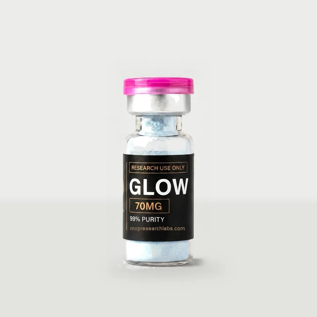 GLOW research peptide vial from MVP Research